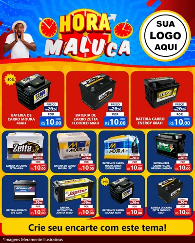 Modelo de Rede Social para Feed Instagram com o tema Hora Maluca para Baterias Elétricas