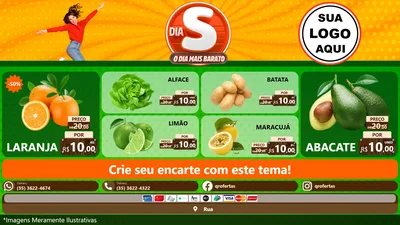 Modelo de TV para TV Horizontal com o tema Dia S - O Dia Mais Barato para Hortifrúti