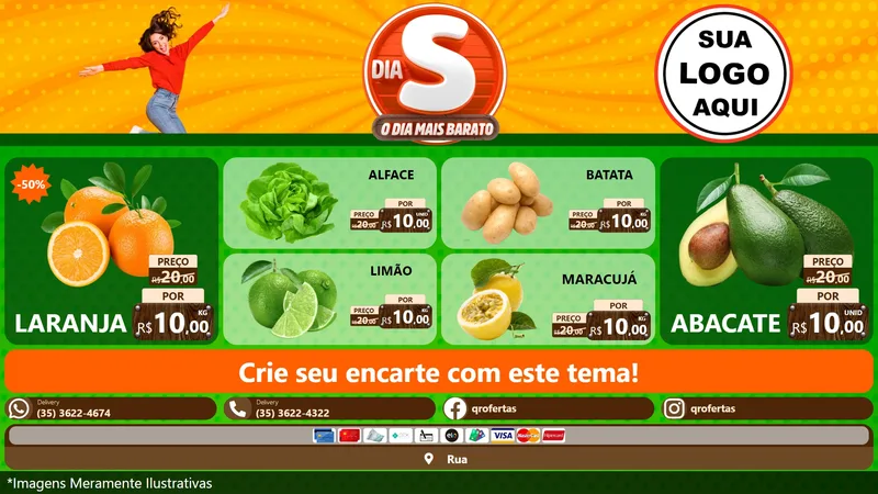 Modelo de TV para TV Horizontal com o tema Dia S - O Dia Mais Barato para Hortifrúti