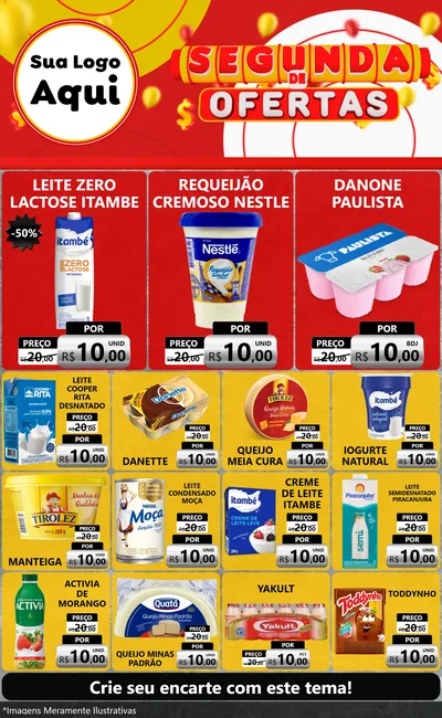 Modelo de Encarte para Encarte Grande com o tema Segunda de Ofertas para Frios e Laticínios