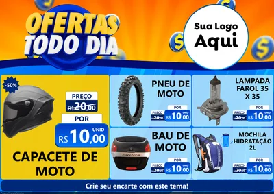 Modelo de Encarte para Encarte A4 Horizontal com o tema Ofertas Todo Dia para Moto peças