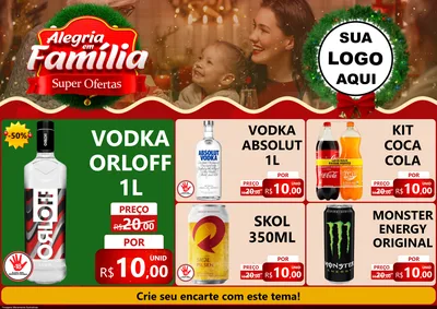 Modelo de Encarte para Encarte A4 Horizontal com o tema Alegria Em Família - Super Ofertas para Distribuidora de bebidas