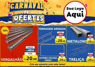 Modelo de Encarte para Encarte A4 Horizontal com o tema Carnaval de Ofertas para Ferragens