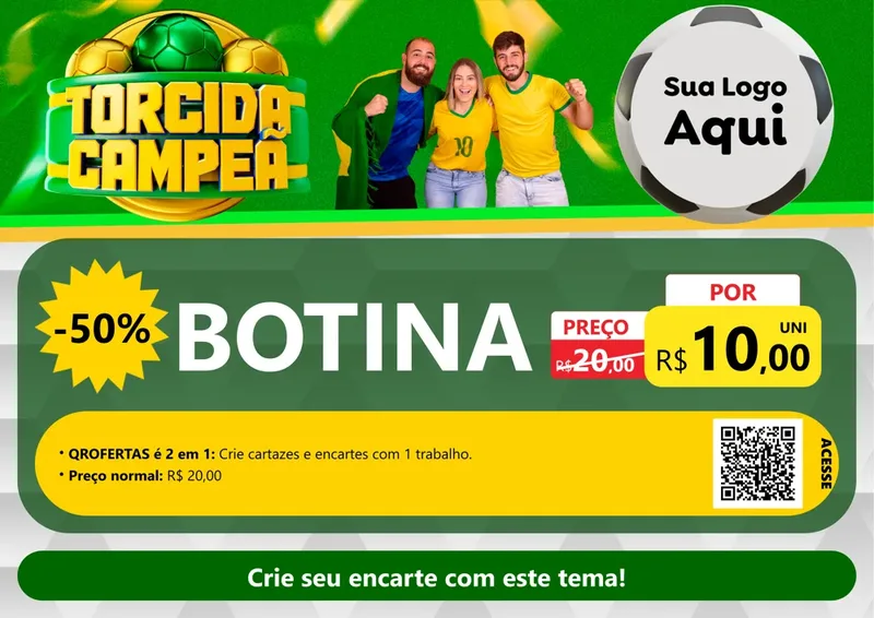 Modelo de Cartaz para Cartaz A4 Horizontal com o tema Torcida Campeã - Copa para Agropecuária