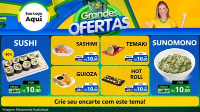 Modelo de TV para TV Horizontal com o tema Grandes Ofertas para Comida japonesa