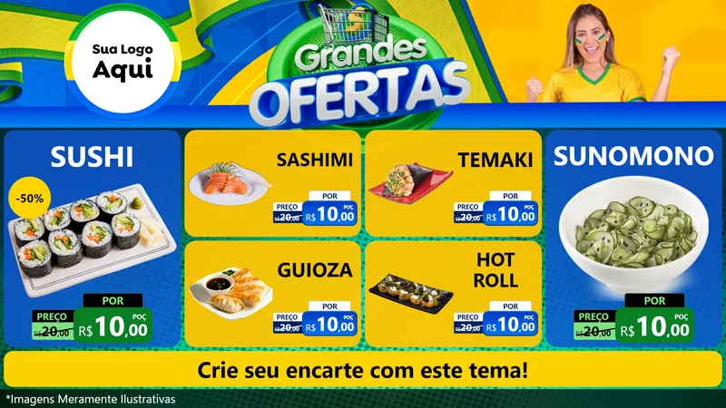 Modelo de TV para TV Horizontal com o tema Grandes Ofertas para Comida japonesa