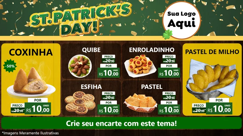 Modelo de TV para TV Horizontal com o tema St Patriks Day para Salgadaria