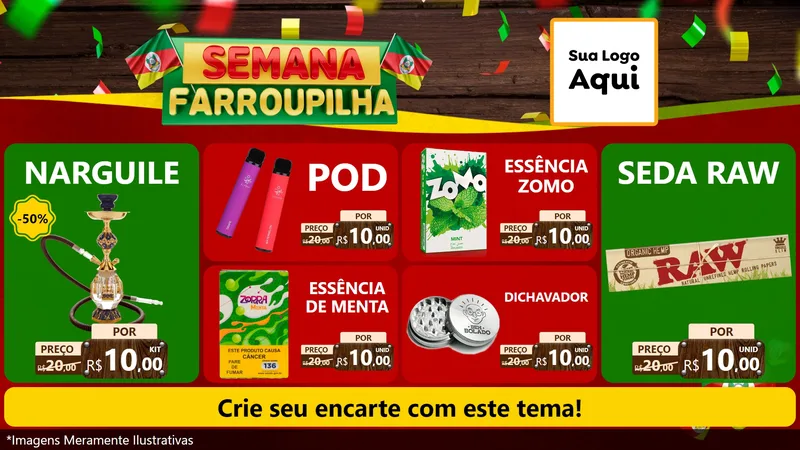 Modelo de TV para TV Horizontal com o tema Semana Farroupilha para Tabacaria