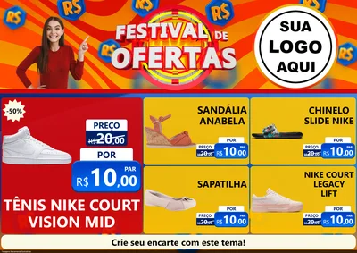 Modelo de Encarte para Encarte A4 Horizontal com o tema Festival de Ofertas para Calçados