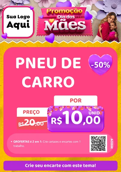 Modelo de Cartaz para Cartaz A4 Vertical com o tema Promoção Dia das Mães para Auto peças