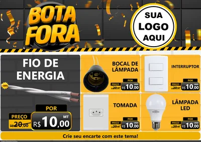 Modelo de Encarte para Encarte A4 Horizontal com o tema Bota Fora para Materiais Elétricos