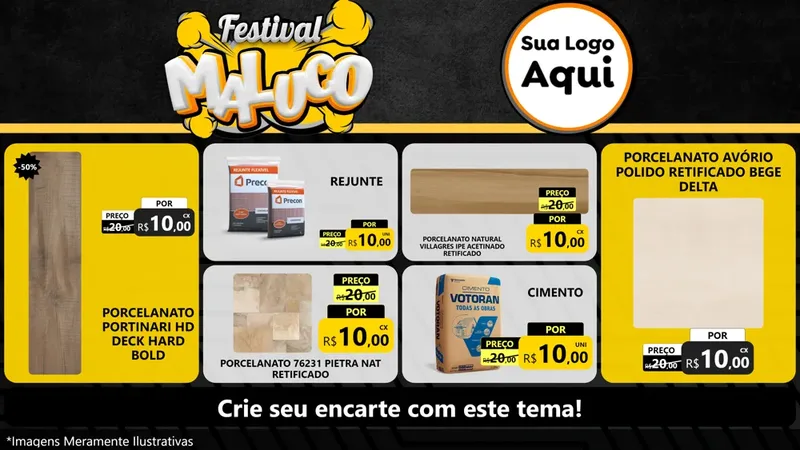 Modelo de TV para TV Horizontal com o tema Festival Maluco para Pisos e revestimentos
