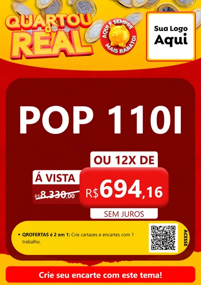 Modelo de Cartaz para Cartaz A4 Vertical com o tema Quartou do Real para Concessionaria de Motos