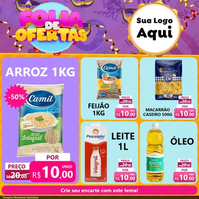 Modelo de Rede Social para Feed Facebook com o tema Folia de Ofertas para Supermercado