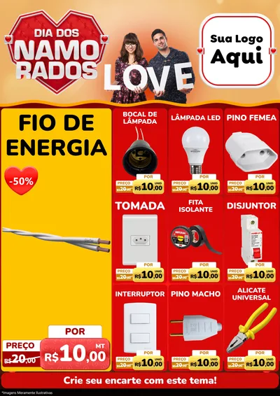 Modelo de Encarte para Encarte A4 Vertical com o tema Dia dos Namorados para Materiais Elétricos