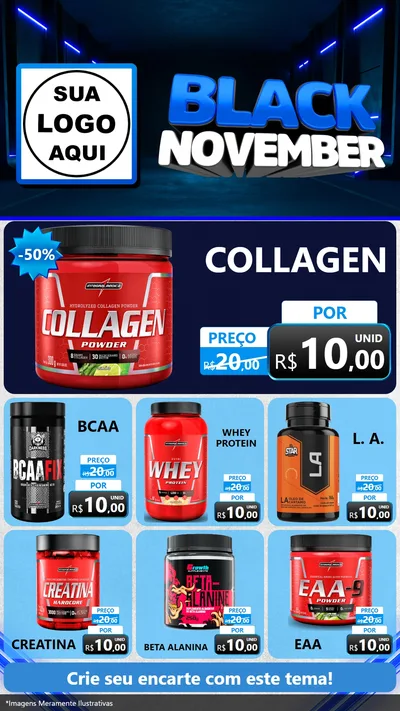 Modelo de Rede Social para Stories com o tema Black November para Suplementos alimentares