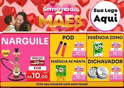 Modelo de Encarte para Encarte A4 Horizontal com o tema Semana Das Mães para Tabacaria