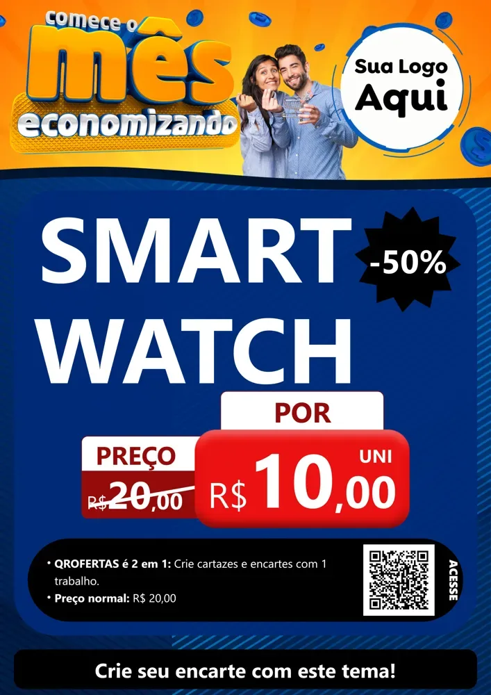 Modelo de Cartaz para Cartaz A4 Vertical com o tema Comece O Mês Economizando para Informática