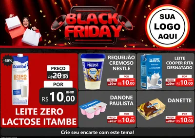 Modelo de Encarte para Encarte A4 Horizontal com o tema Black Friday para Frios e Laticínios