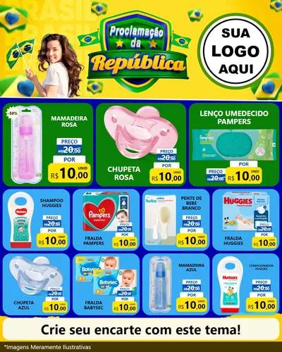 Modelo de Rede Social para Feed Instagram com o tema Proclamação da República para Bebês