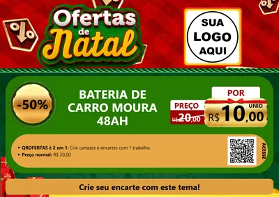 Modelo de Cartaz para Cartaz A4 Horizontal com o tema Ofertas de Natal para Baterias Elétricas