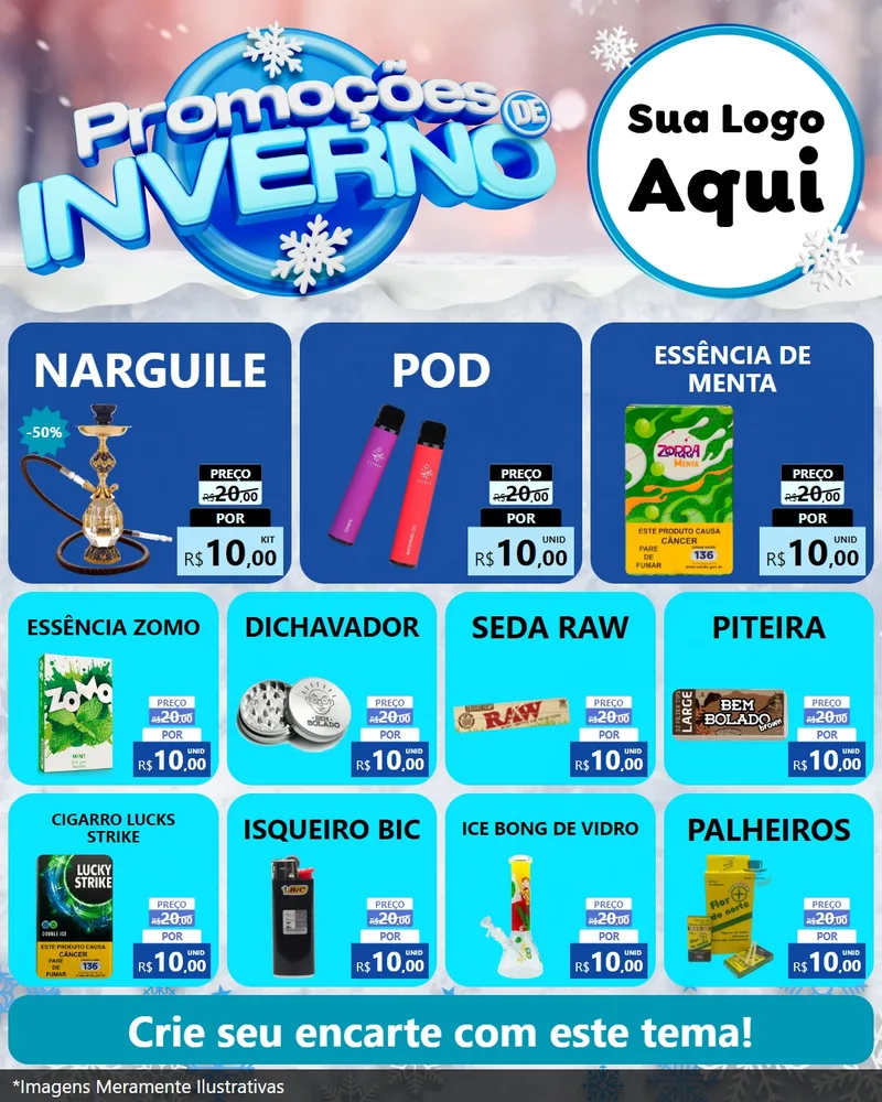 Modelo de Rede Social para Feed Instagram com o tema Promoções de Inverno para Tabacaria