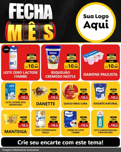 Modelo de Rede Social para Feed Instagram com o tema Fecha Mês para Frios e Laticínios