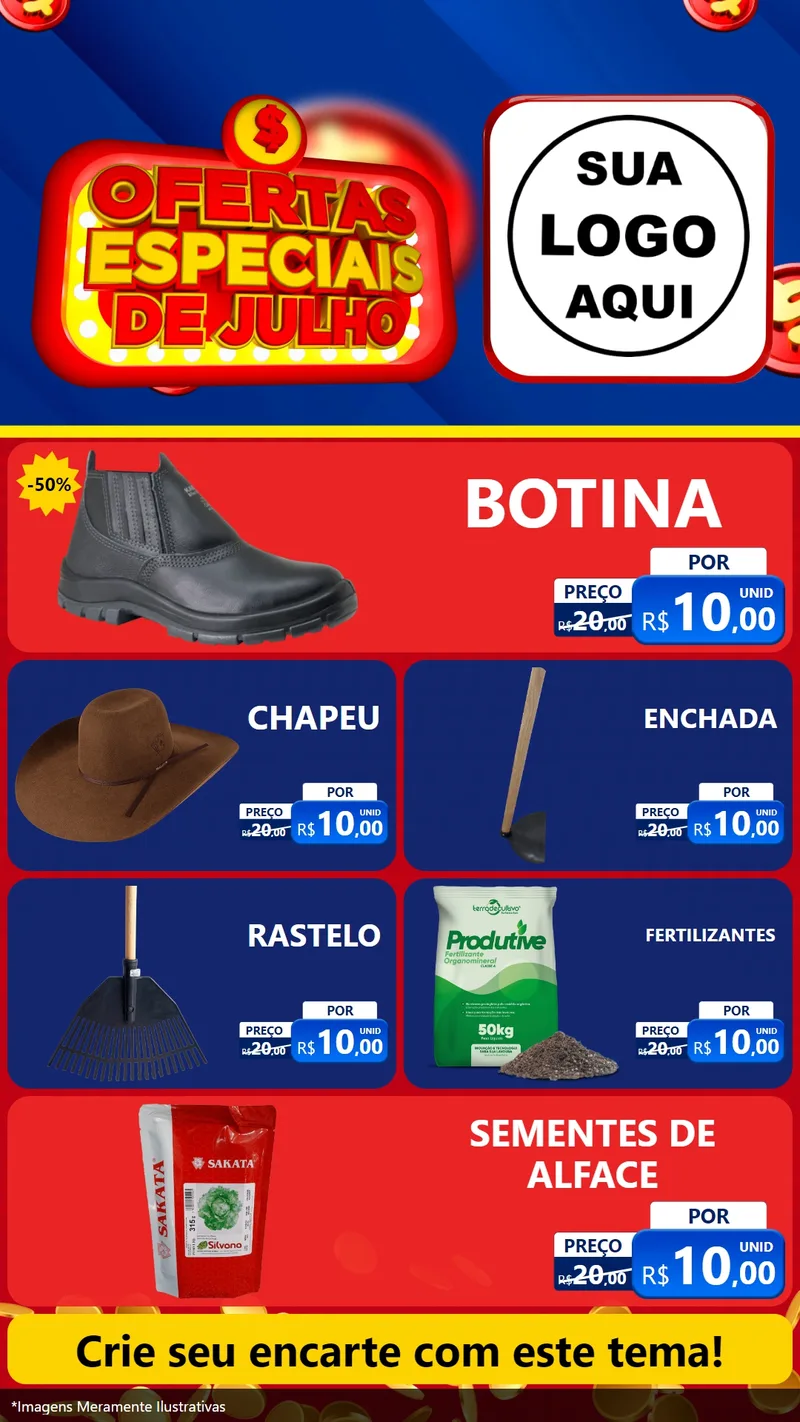 Modelo de TV para TV Vertical com o tema Ofertas Especiais de Julho para Agropecuária