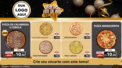 Modelo de TV para TV Horizontal com o tema Ofertas de Fim de Ano para Pizzaria