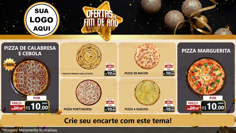 Modelo de TV para TV Horizontal com o tema Ofertas de Fim de Ano para Pizzaria