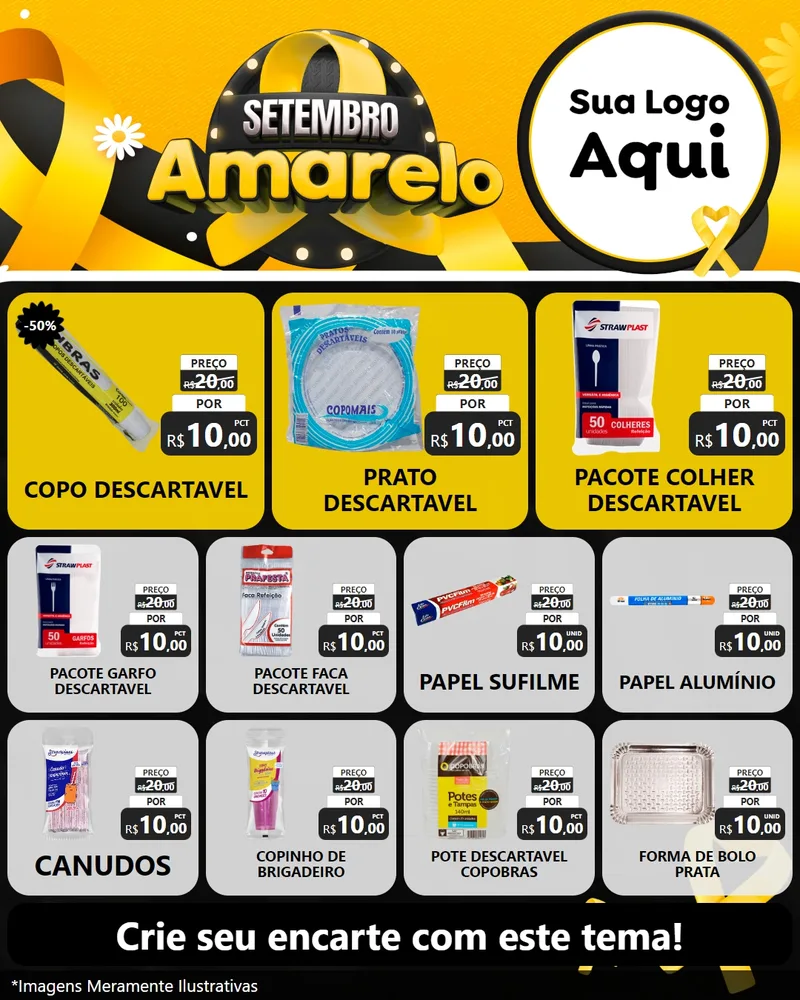 Modelo de Rede Social para Feed Instagram com o tema Setembro Amarelo para Embalagens