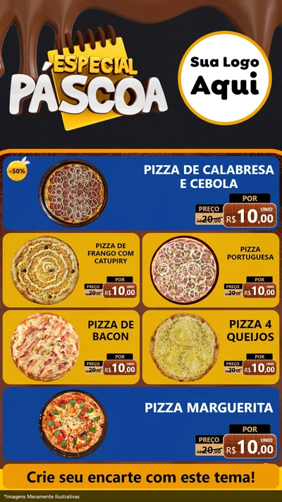 Modelo de TV para TV Vertical com o tema Especial Páscoa para Pizzaria