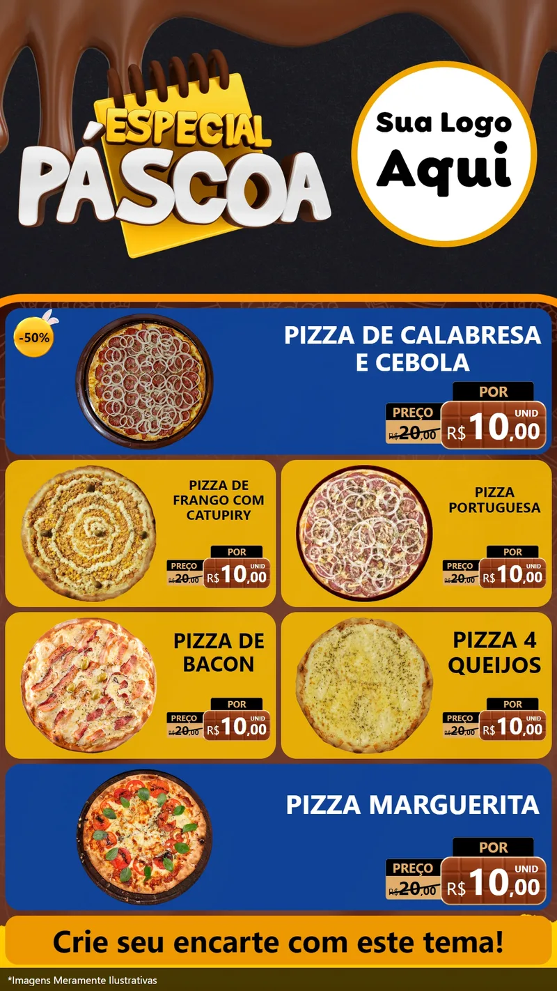 Modelo de TV para TV Vertical com o tema Especial Páscoa para Pizzaria