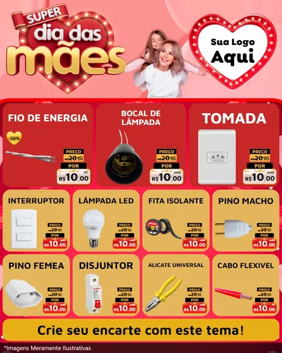 Modelo de Rede Social para Feed Instagram com o tema Super Dia Das Mães para Materiais Elétricos