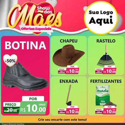 Modelo de Rede Social para Feed Facebook com o tema Show das Mães - Ofertas Especiais para Agropecuária