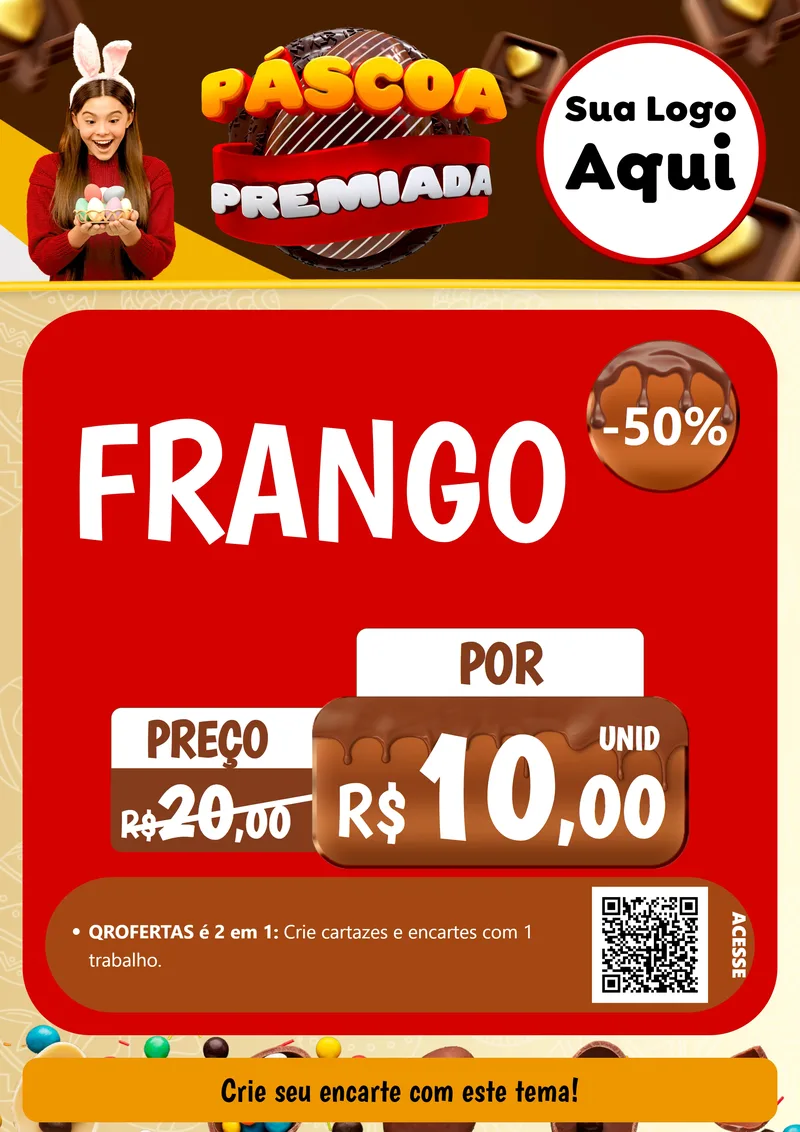 Modelo de Cartaz para Cartaz A4 Vertical com o tema Páscoa Premiada para Assados