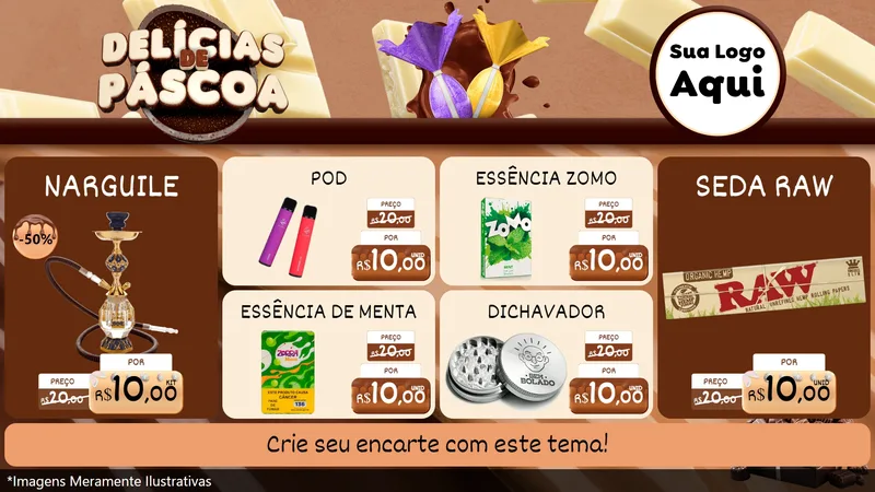 Modelo de TV para TV Horizontal com o tema Delícias de Páscoa para Tabacaria
