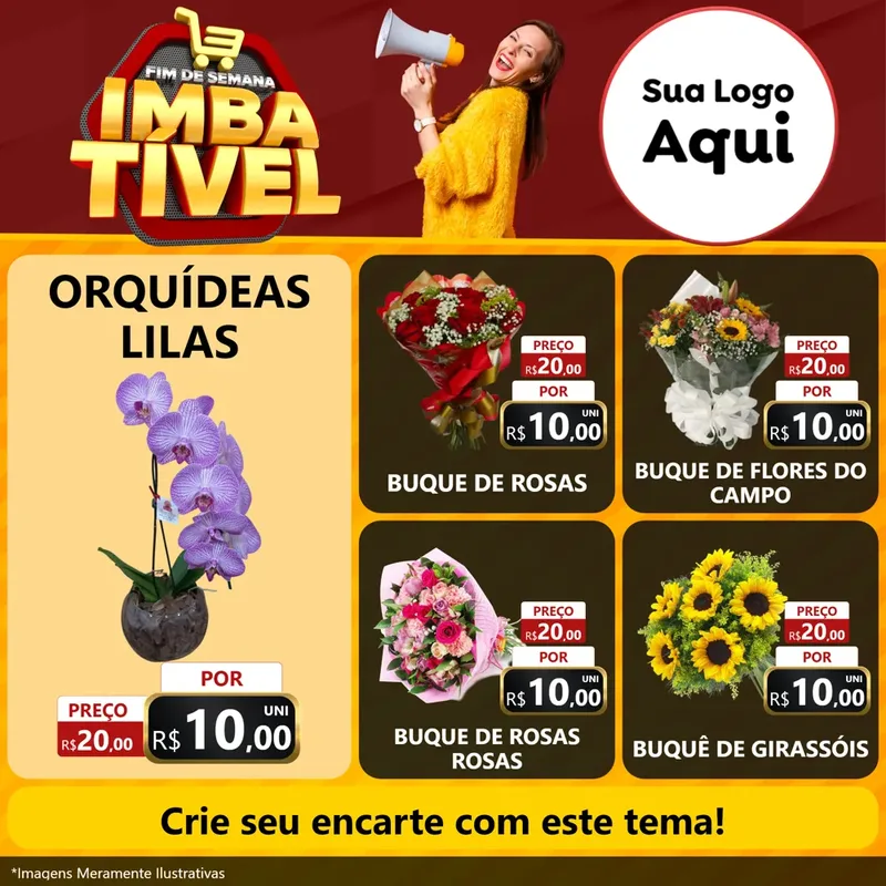 Modelo de Rede Social para Feed Facebook com o tema Fim de Semana Imbatível para Floricultura e jardim