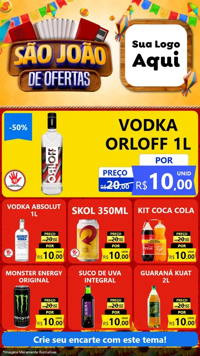 Modelo de Rede Social para Stories com o tema São João de Ofertas para Distribuidora de bebidas