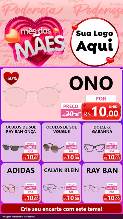 Modelo de Rede Social para Stories com o tema Mês Das Mães para Óticas