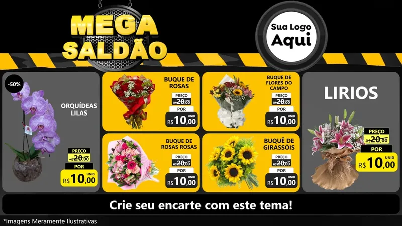 Modelo de TV para TV Horizontal com o tema Mega Saldão para Floricultura e jardim