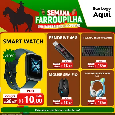 Modelo de Rede Social para Feed Facebook com o tema Semana Farroupilha - Uma Barbaridade de Ofertas para Informática