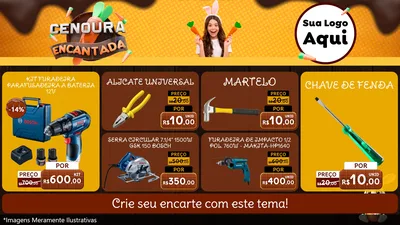 Modelo de TV para TV Horizontal com o tema Cenoura Encantada - Páscoa para Maquinas e Ferramentas