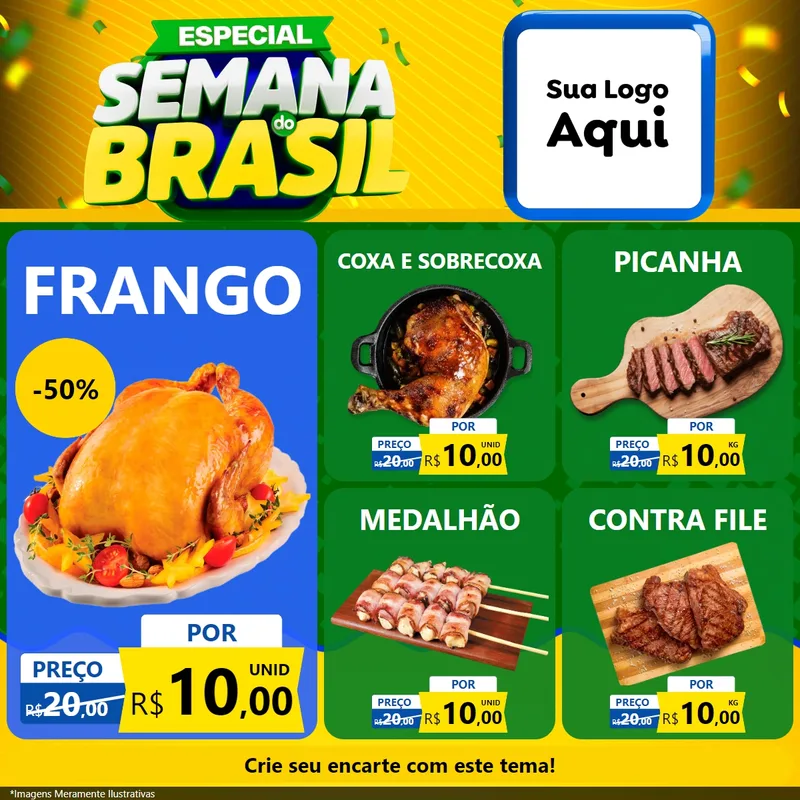 Modelo de Rede Social para Feed Facebook com o tema Especial Semana do Brasil para Assados