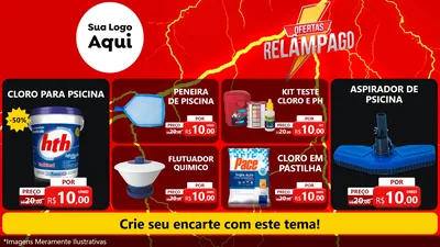 Modelo de TV para TV Horizontal com o tema Ofertas Relâmpago para Produtos para Piscina