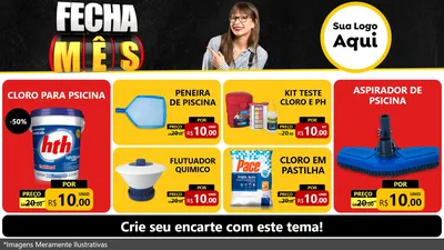 Modelo de TV para TV Horizontal com o tema Fecha Mês para Produtos para Piscina