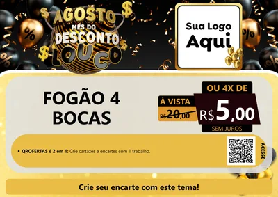 Modelo de Cartaz para Cartaz A4 Horizontal com o tema Agosto Mês do Desconto Louco para Móveis e Eletro