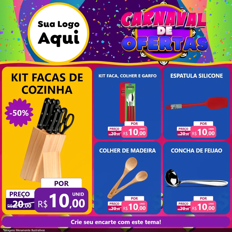 Modelo de Rede Social para Feed Facebook com o tema Carnaval de Ofertas para Utilidades Domésticas