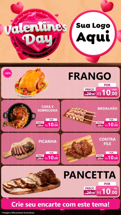Modelo de TV para TV Vertical com o tema Valentine's Day para Assados