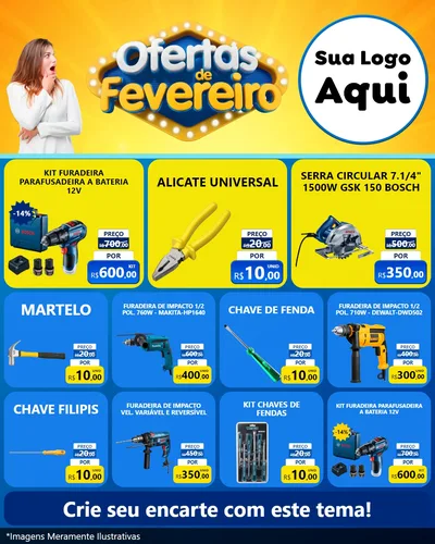 Modelo de Rede Social para Feed Instagram com o tema Ofertas de Fevereiro para Maquinas e Ferramentas